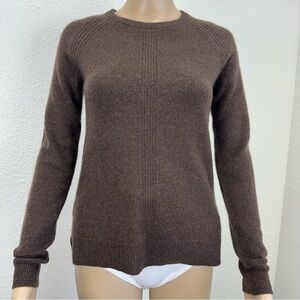 Magaschoni Women's Cashmere Crew Neck Sweater Dark Brown Size XS